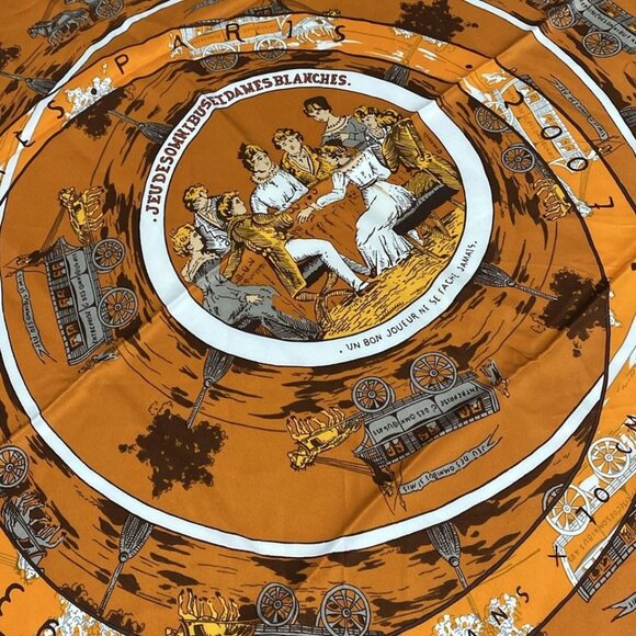 HERMES Carre 70 - Orange Dark Brown Multi Scarf 208-072325 - Picture 2 of 5